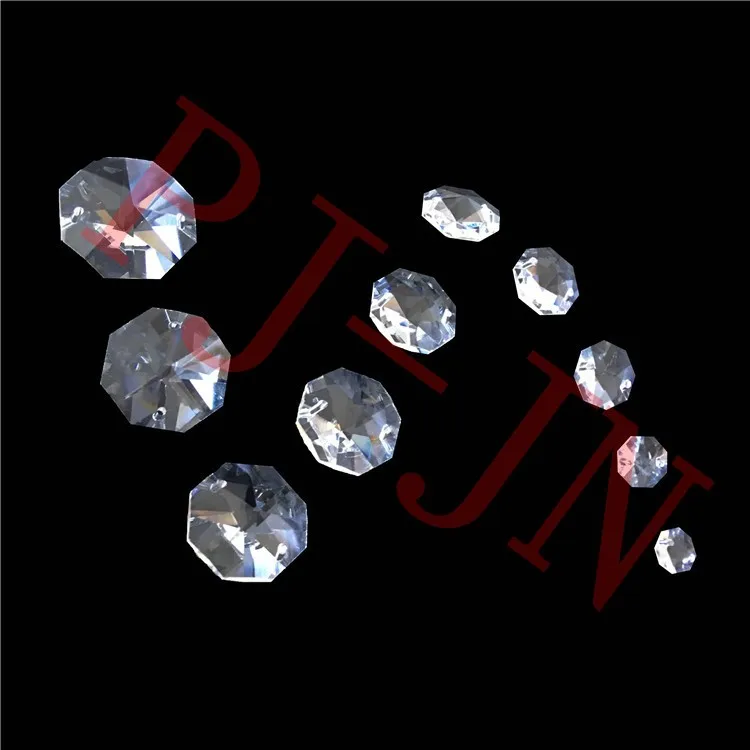 Wholesale Multi-Size K9 Crystal Two Holes Octagonal Chandelier Beads Octagonal Prism Chain Home Decoration