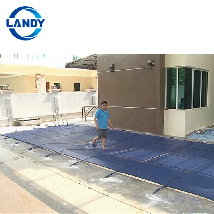 Custom shape canvas swimming pool covers net pool pe mesh fabric cover pool cover mesh or solid