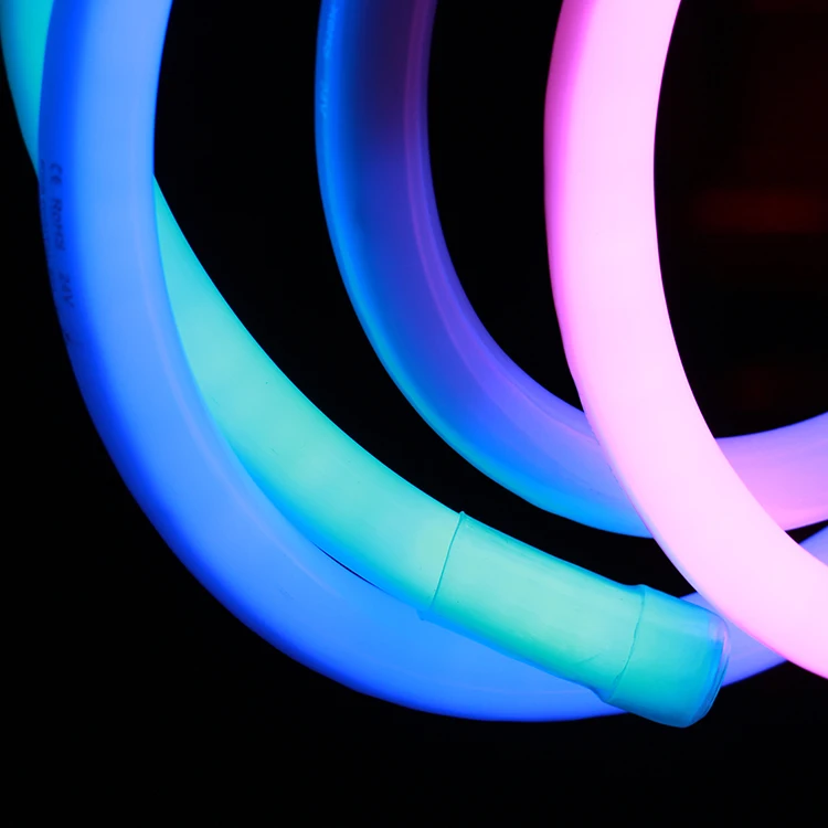 DMX Control SMD 5050 360 Degree SPI Addressable Digital Round LED Neon Flex Rope Light Tube Neon Flex Sign Outdoor