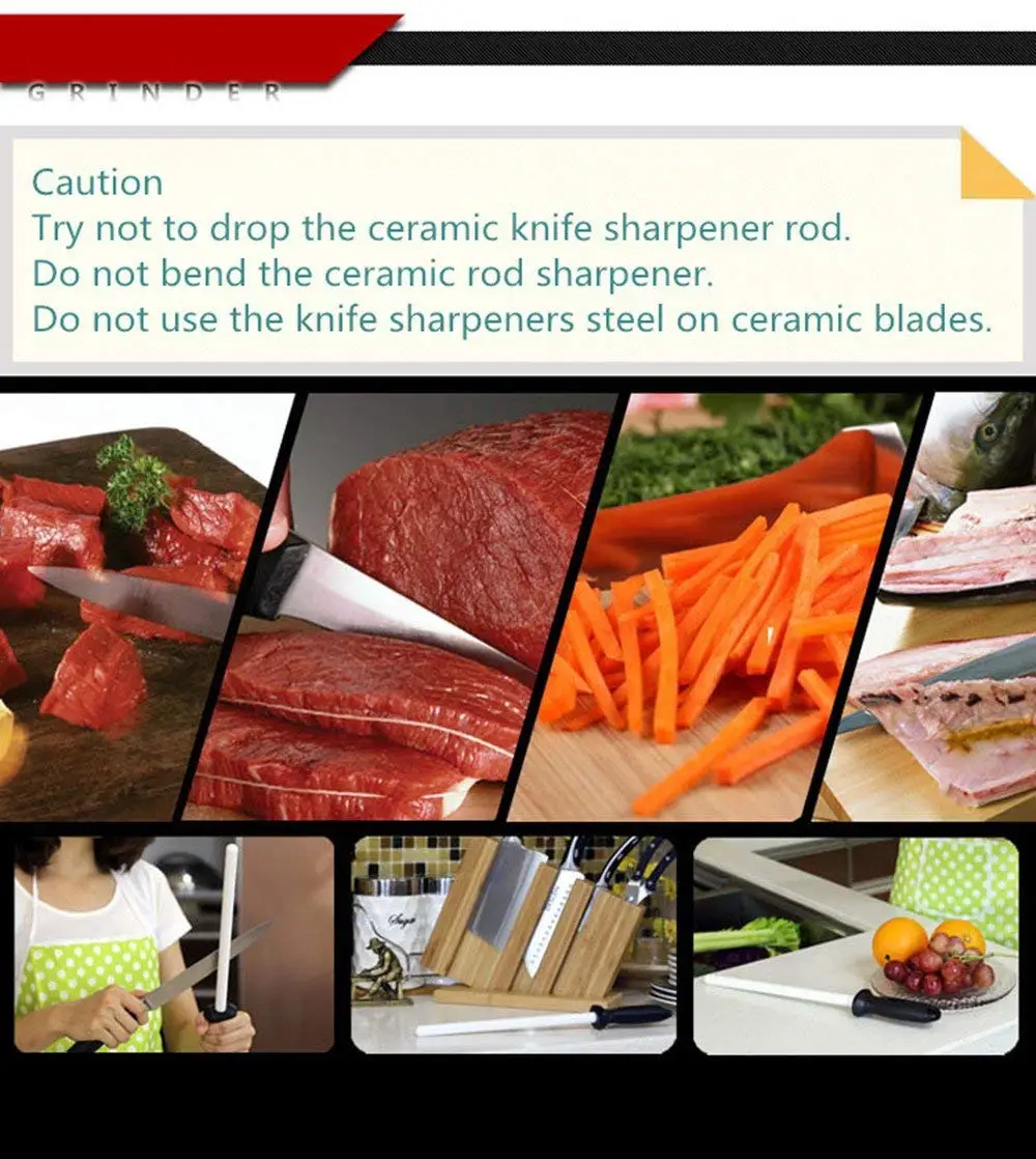 Ceramic knife sharpener, Sharpening Ceramic Rod with ABS Handle Honing Knife Sharpener for Knives