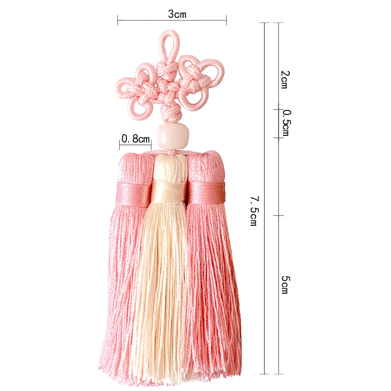 LONGJIE factory wholesales new design Chinese knot double colors three row tassel for bags and clothes accept customized