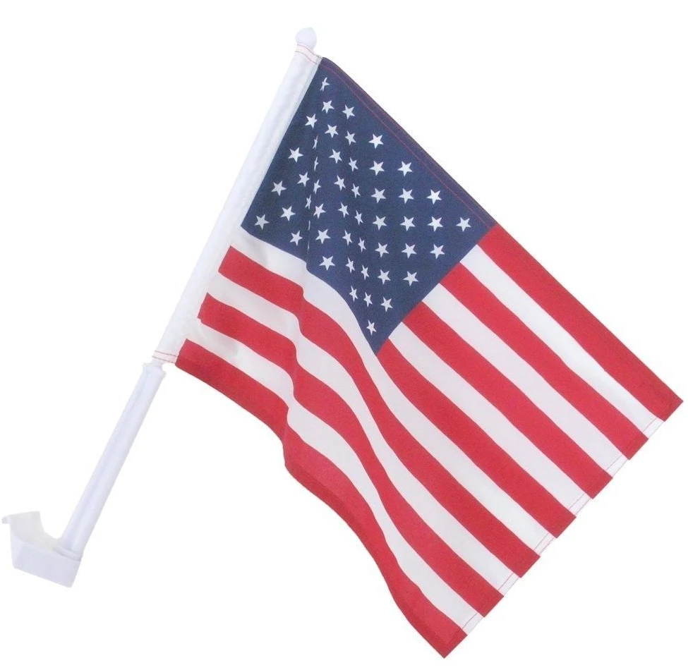 Huiyi Promotion Popular American Car Flag with Plastic Flag Pole