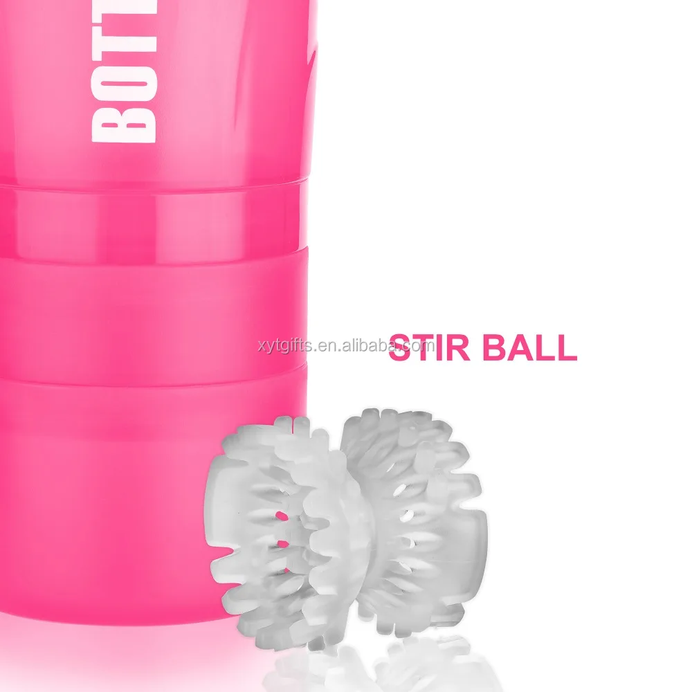 
2018 Wholesale BPA Free Plastic Fitness Shaker Bottle with Protein Powder Storages 