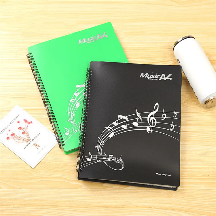 Durable Music Score Folder Book Spiral Binding Music Score Display Book Refillable Plastic Clear Book