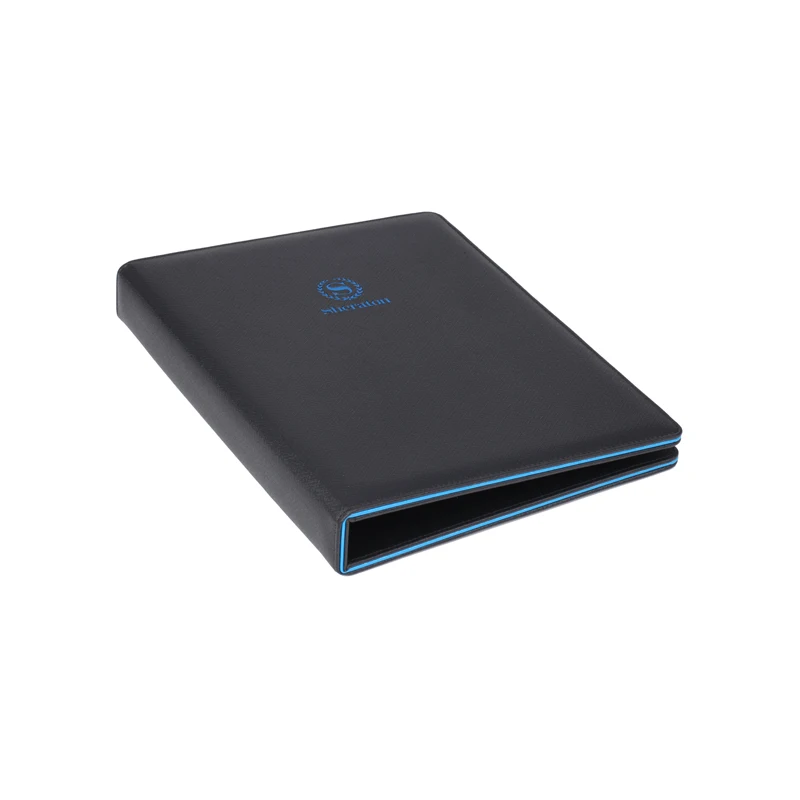 
office folder service directory holder ,black &blue faux leather cover holder for 5-star hotel, restaurant, villa guest room 