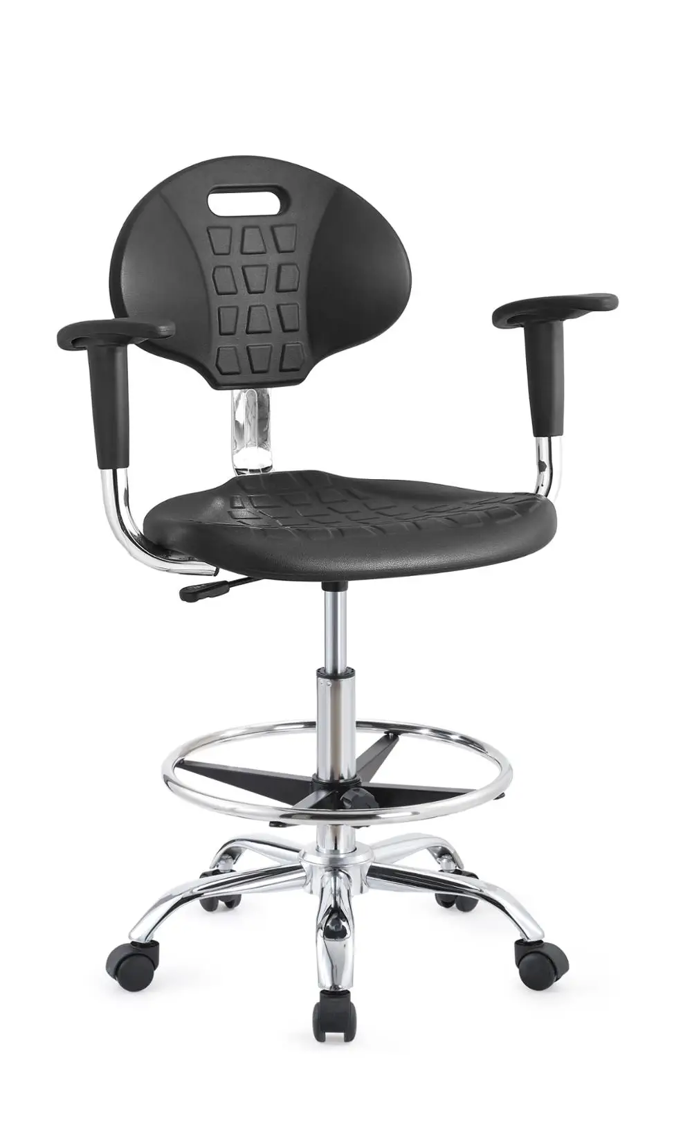 Comfortable PU Lab Furniture Industrial Stool Chair With Footrest