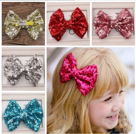 
Children Sequins Hair Pin Lovely Baby Big Bow Hair Ornaments Clips For Girls 