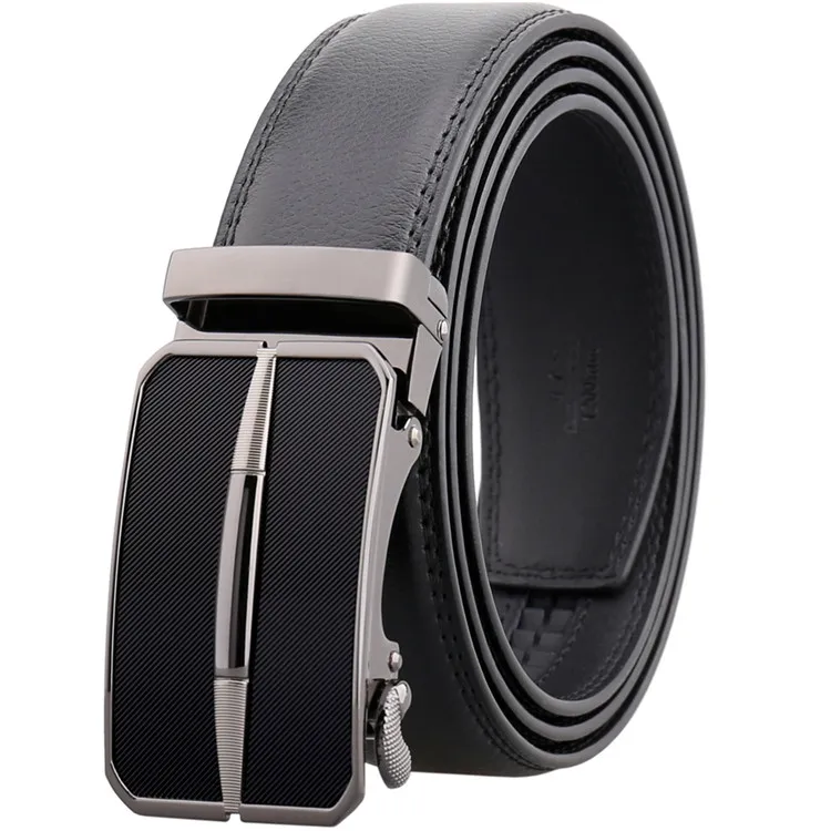 Custom Make Metal Buckle Ratchet Automatic Casual Genuine Leather Belts Mens Leather Belt
