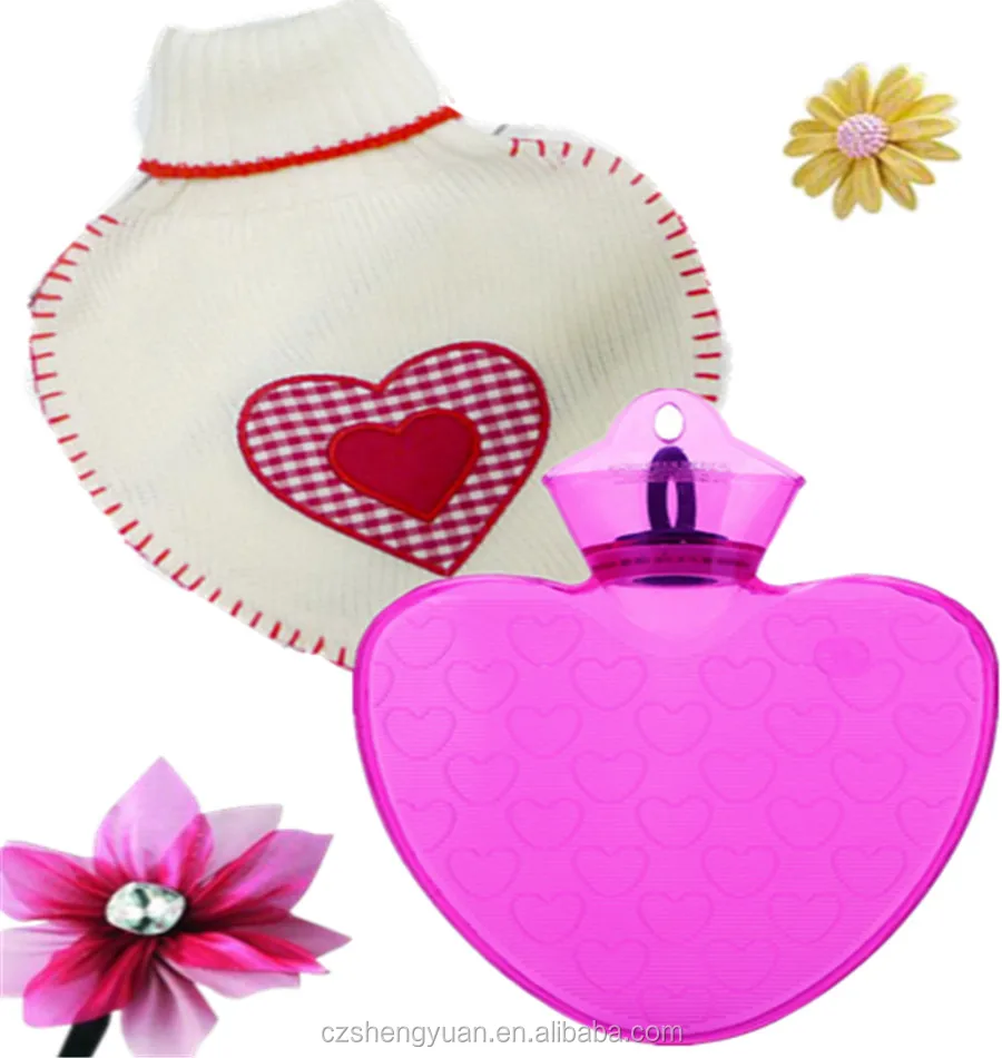 Cheap price heart shape plastic hot water bottle