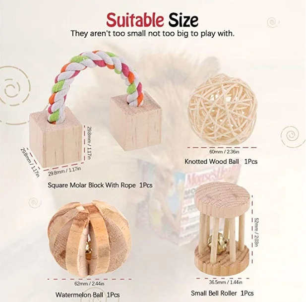 Toys Chinchilla Hamster Rat Chews Toys Gerbil Molar Wooden Pack Guinea pigs Hamster Rat Birds Bunny Rabbits