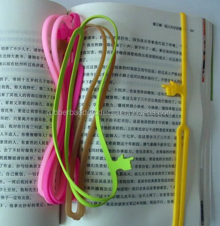 High Quality Silicone Elastic Band Fancy Bookmark, Custom Book Mark