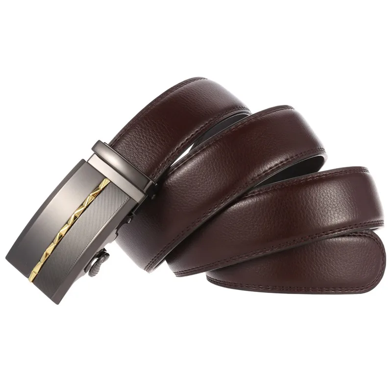Мужские ремни с автоматической пряжкой LQbelt для мужчин, ремень из спилковой кожи, Храповые ремни с логотипом завода-изготовителя