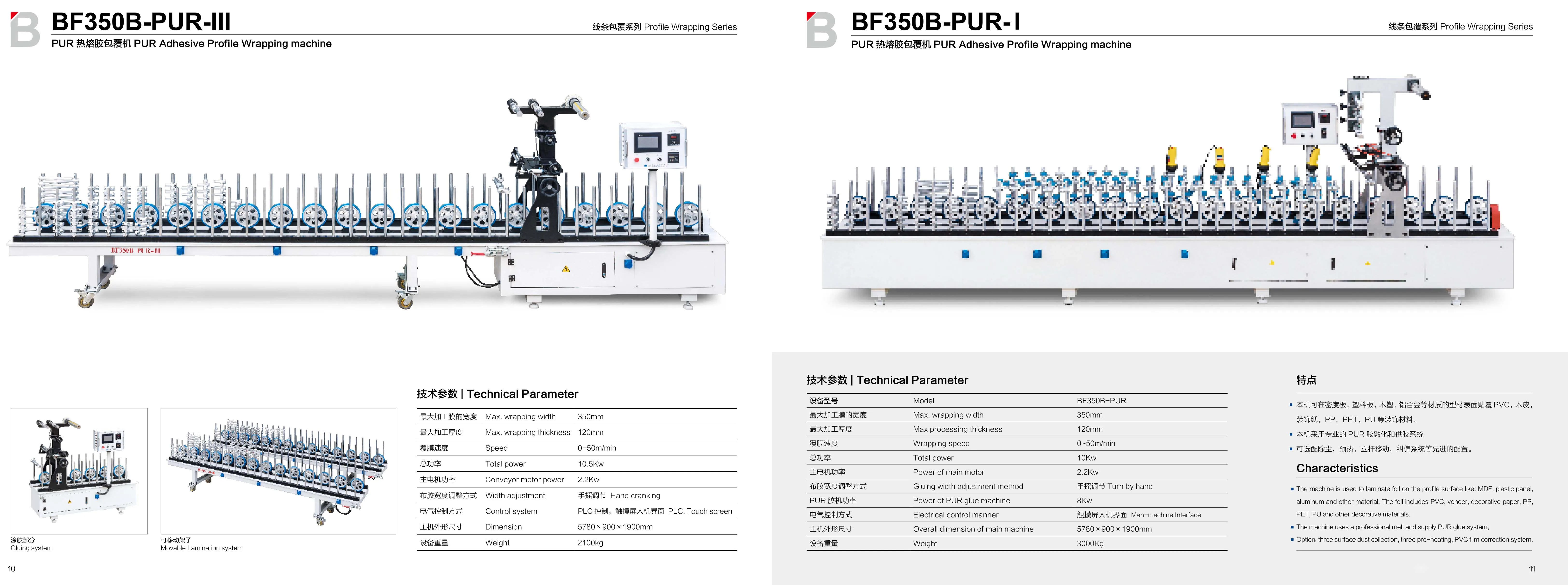 BF650B-PUR-II High quality PUR Adhesive Veneer Profile Wrapping Machine for PVC Film