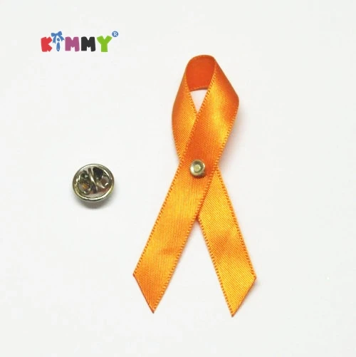 Orange Leukemia ADHD Skin Cancer Awareness Ribbon Bow with Safty Pin
