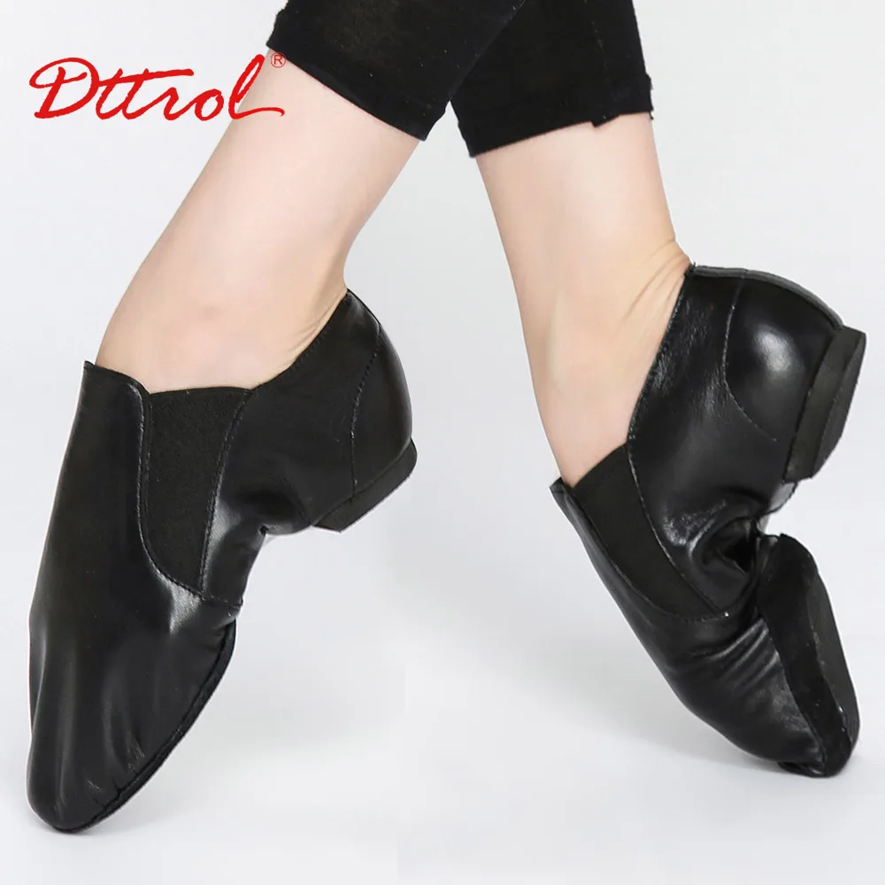 
D004719 Dttrol dance men black twin gore shoe leather slip on jazz shoes 