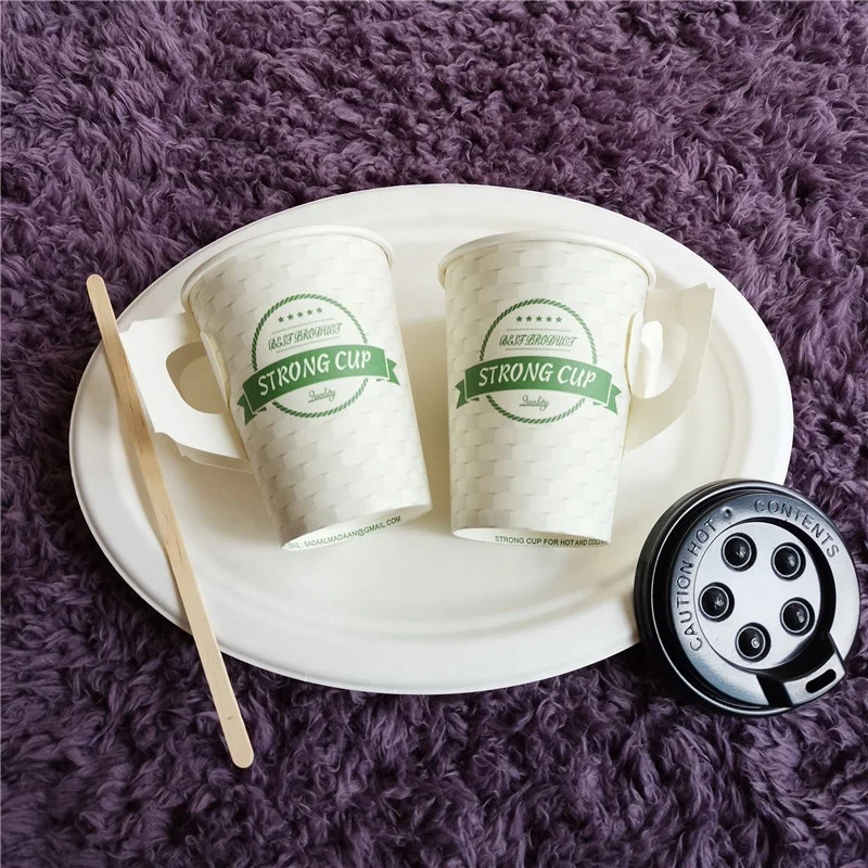 
Happy pack disposable Single wall dsign ice cream Paper Cup with handle 