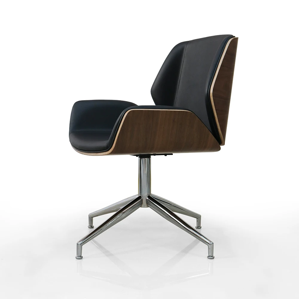 HE340 Modern design low back armless bent wood leather cafe office task chair