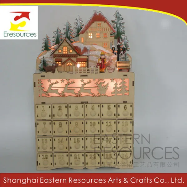  Дерево Лазерная резка Рождественский свет календарь