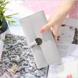 2018 fashion woman solid color long wallet without logo