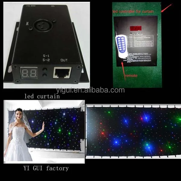 Hight quality fireproof LED star curtain for wedding decoration