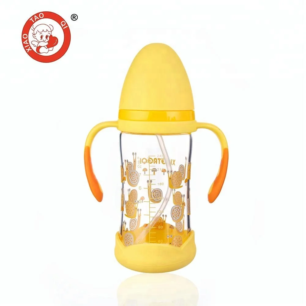 Wholesale Silicone Base Baby Glass Feeding Bottle