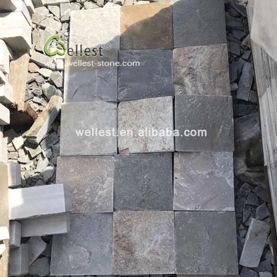 Outdoor paving stone oyster quartzite slate floor tile for swimming pool and driveway