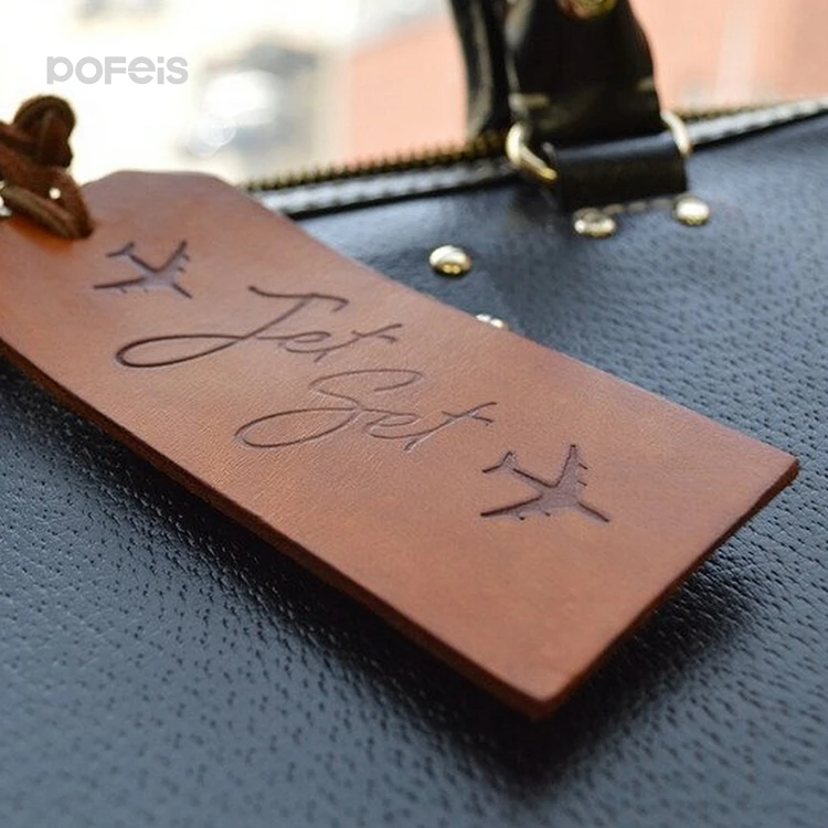 custom vintage long handmade real leather bookmark travel luggage tag bag ornaments