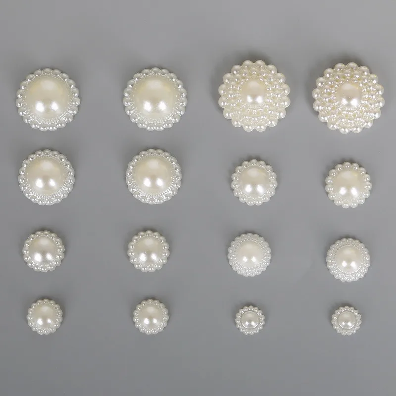 Sunflower shape plastic half cut pearls beads in bulk for clothes