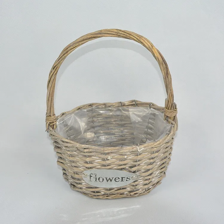 
Flowers Pots Home Flower arrangement Decoration Picnic Food Storage Handle Waterproof Wicker Flower Basket 