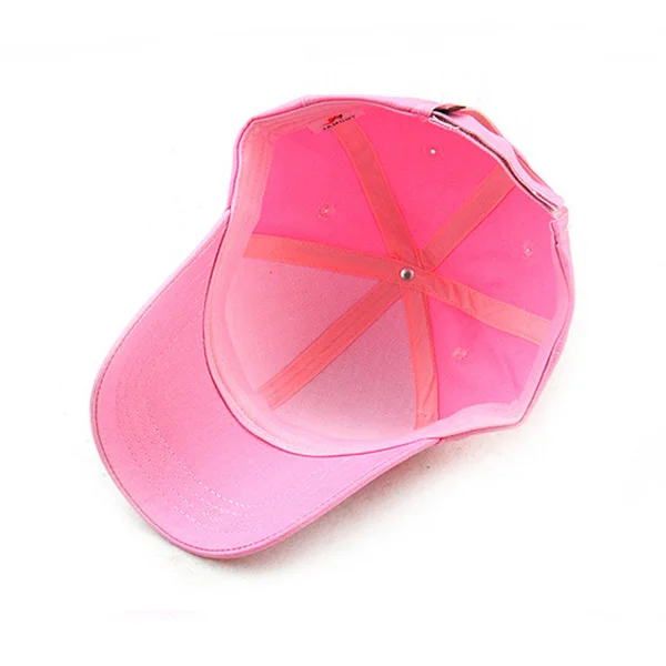 Custom 100% cotton short brim snapback cap 6 panels pink plain baseball caps for ladies