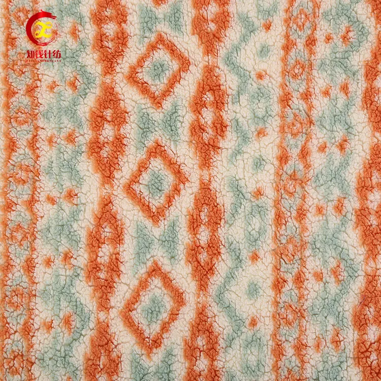Manufacturer polyester custom print sherpa fleece fabric for garment