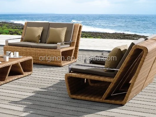 Turkey style metallic armrest designed balcony sectional sofa set wicker resin outdoor furniture