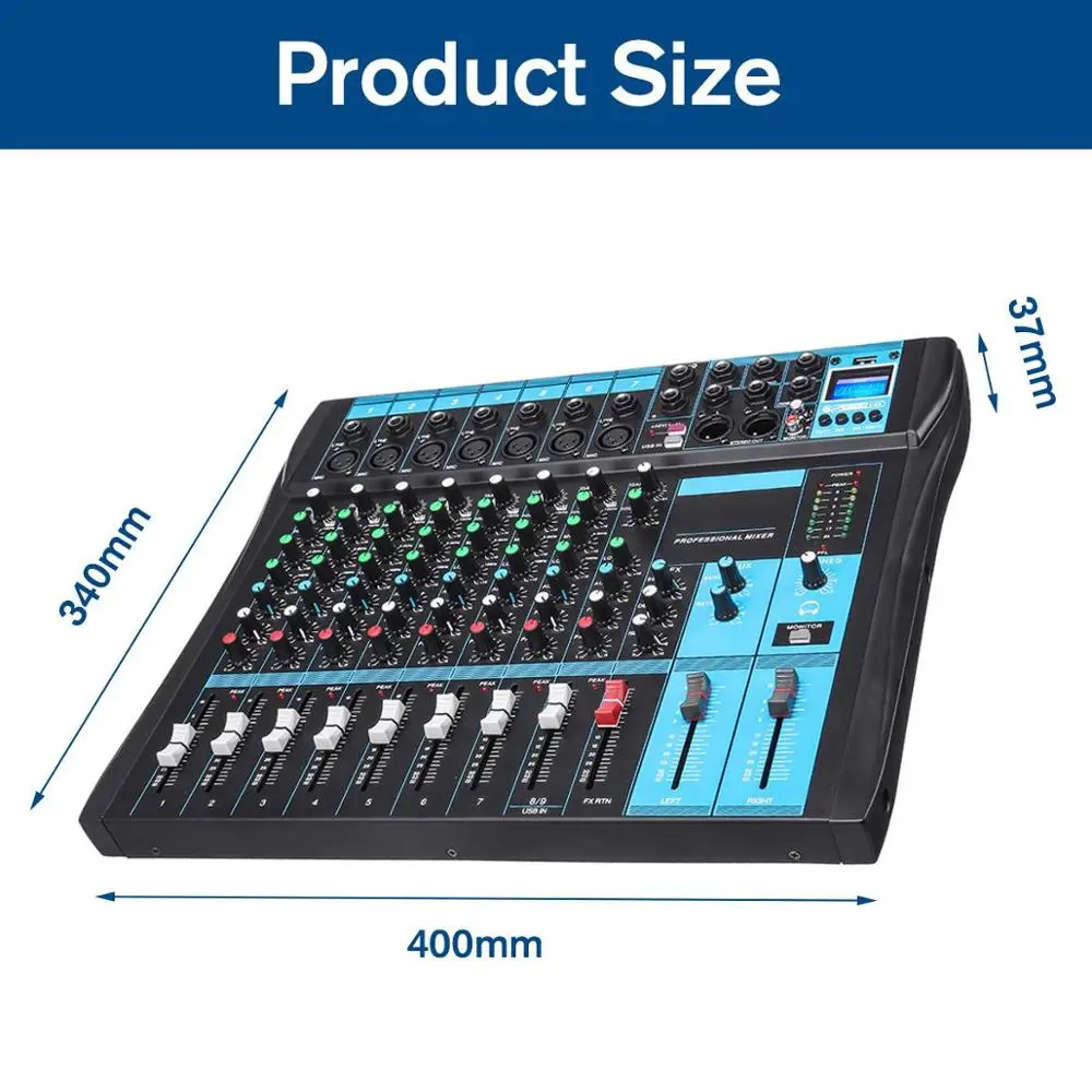 Free Ship 12/8 Channel DJ Sound Mixing Console Mixer BT USB Microphone Digital Console Karaoke Audio Mixer Phantom Power