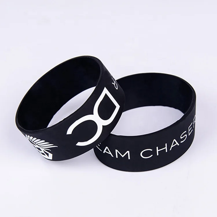 Cool Boy Hand Band Big Custom Silicone Bracelet 1 Inch Rubber Wristband Debossed and Printed Wristband