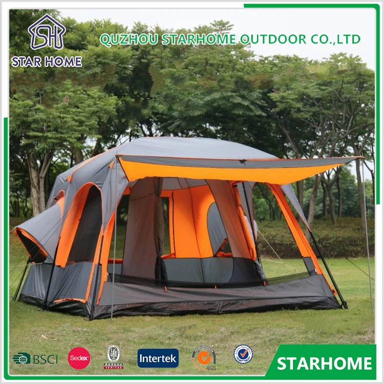 OEM 5 -8 people Iron pole big outdoor double layer 215cm height party family camping tent
