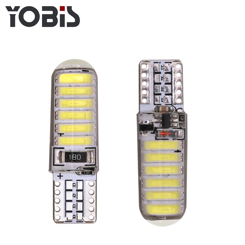 YOBIS hot Sale Car LED Bulb W5W T10 194 7020 12SMD Silicone Car LED T10 SMD Strobe light