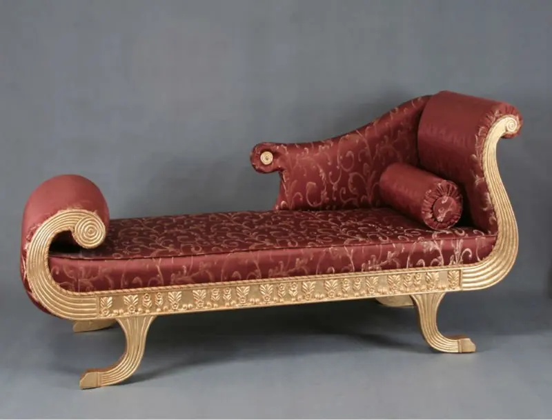 Roman style furniture - solid wood hand craft cracking paint chaise lounge