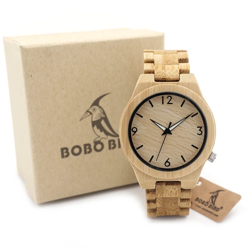 
BOBO BIRD Luminous Needles Hands Full Bamboo Wood Watches Top Brand Luxury Men Watch with Japanese 2035 Movement  (60706882706)