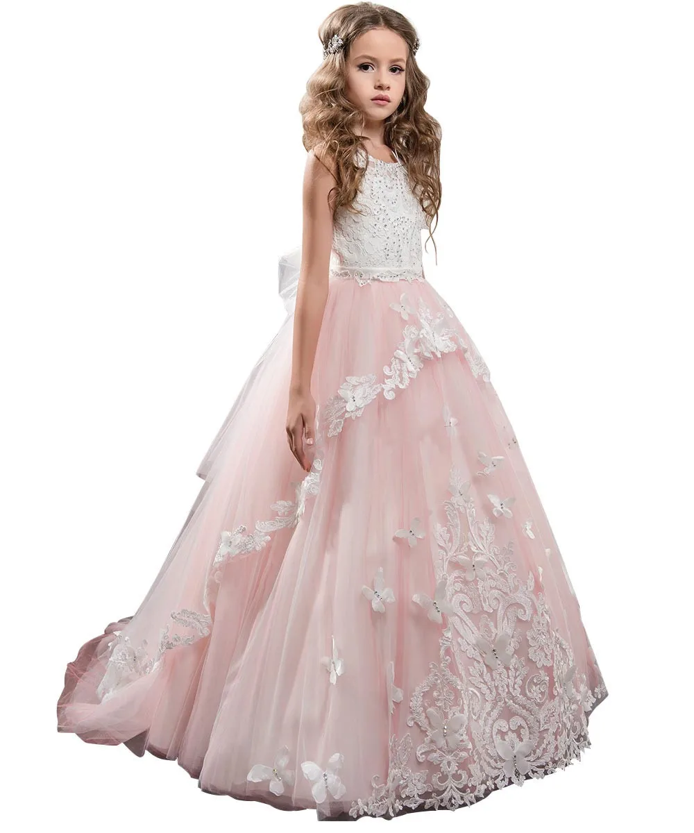 princess latest girls dress design kids evening dress prom ball gown light purple flower girls dress for 7 year olds