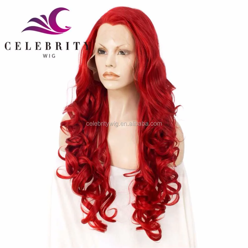 Hot Sale red wig cheap wholesale price manufacture exporters premium synthetic hair lace front wig for white women