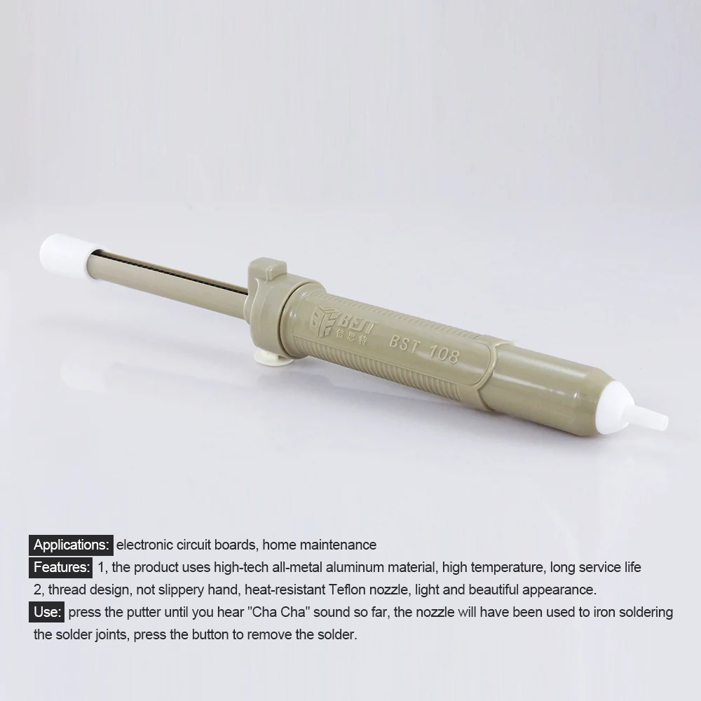 
BEST 108 Factory Direct Sales Aluminum Metal Desoldering Pump Suction Tin Gun Removal Device Soldering Vacuum Sucker Pen 