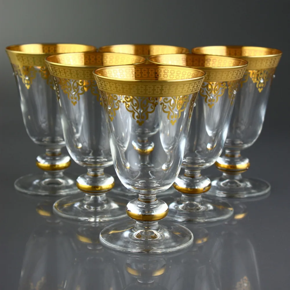 
6 Pcs Glass Set - Decor: Ottoman, Color: Gold 