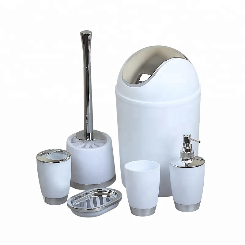 New Design Six-Piece Bathroom Decor Plastic Set Accessories