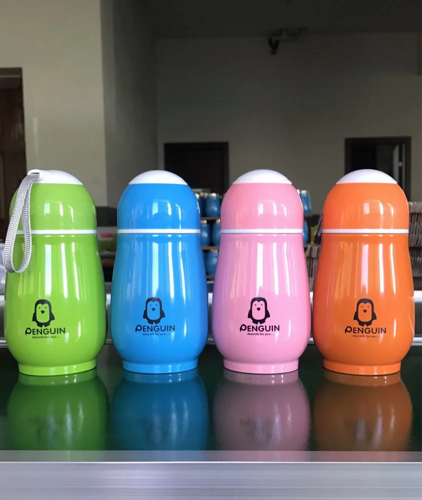Lovely Double Wall Stainless Steel Penguin Vacuum Thermos Bottle Kids Drinking Flask Mug Cup
