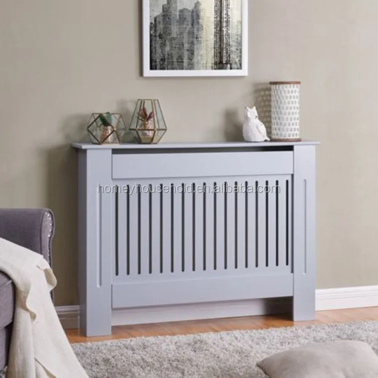 Medium Radiator Cover Natural MDF Modern White Cabinet Heating Guard