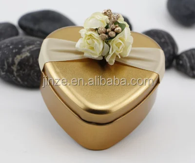 
Color Tin Candy Box Tin Supplier Can for Wedding with Flower Many Size Gold Tinplate Chocolate 4 Colors Silk Printing Customized 