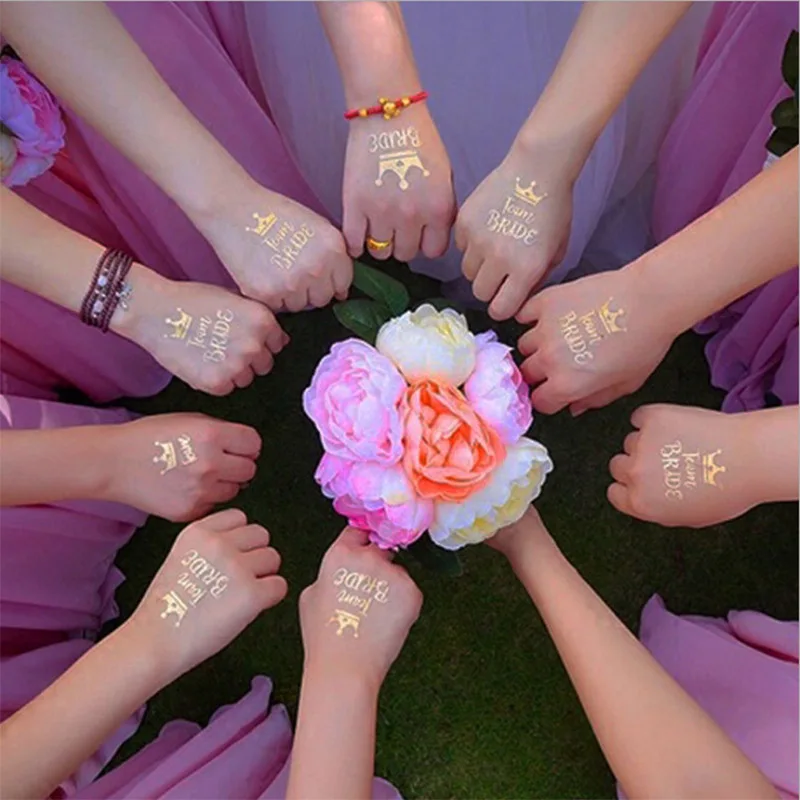 Wedding Bride Decorate Sticker Tattoo Temporary Waterproof Gold Tattoo Sticker
