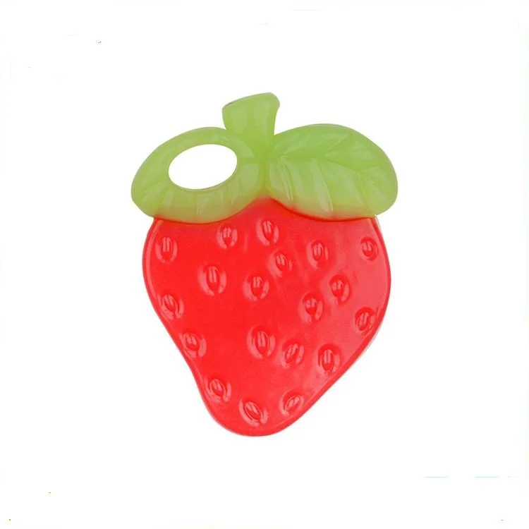 BPA free PP non-toxic silicone corolla type silicone teething best strawberry shape baby teether