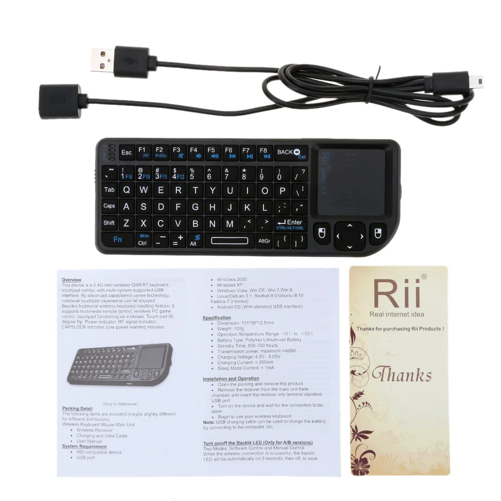 A8 Mini Portable Keyboard Wireless with Touching pad For HTPC Laptop PC