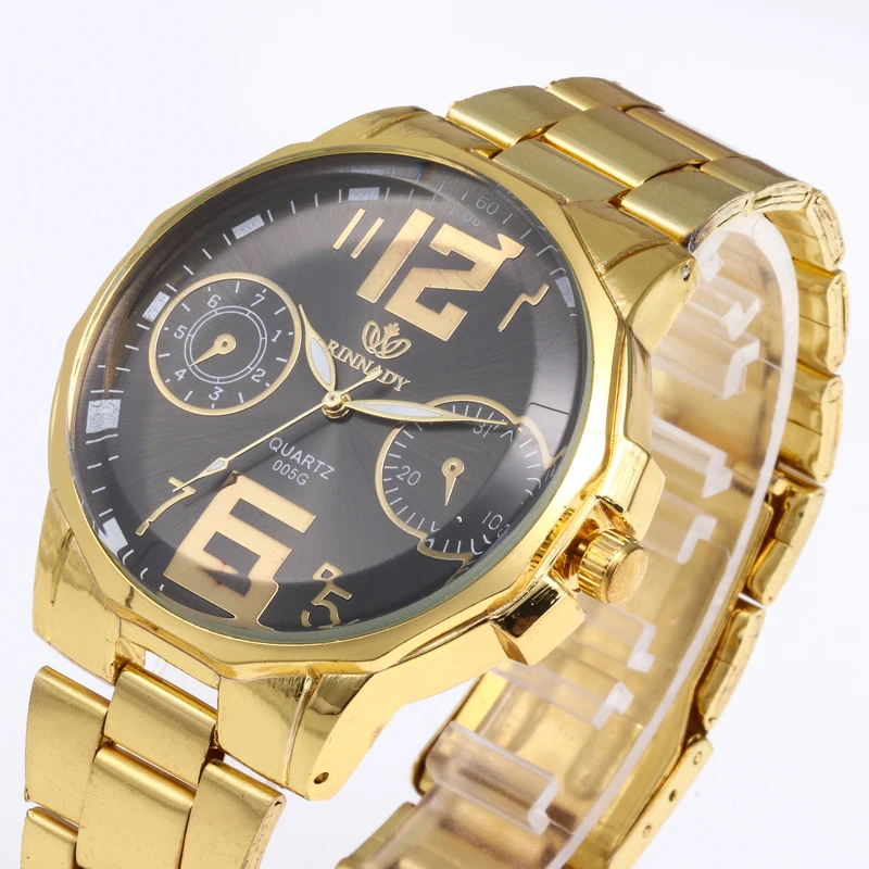 RINNADY Brand Alloy Quartz Wrist Luxury Men Women Couples Gold Watch MW-207